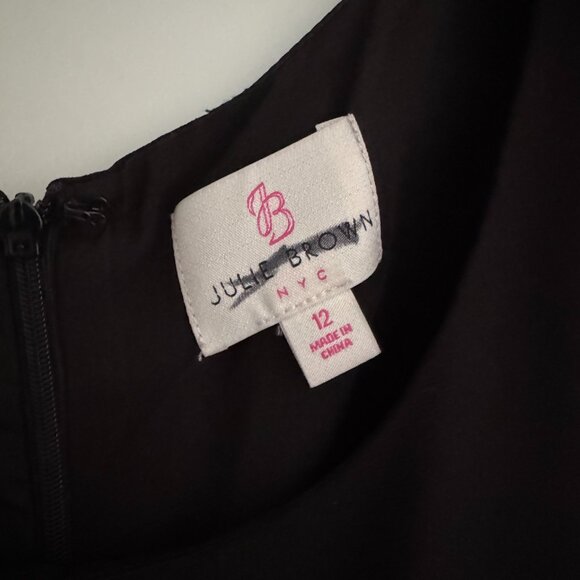 Julie Brown Size 12 Ruffle Black Dress Classic Minimal Timeless Sleeveless - Picture 5 of 7